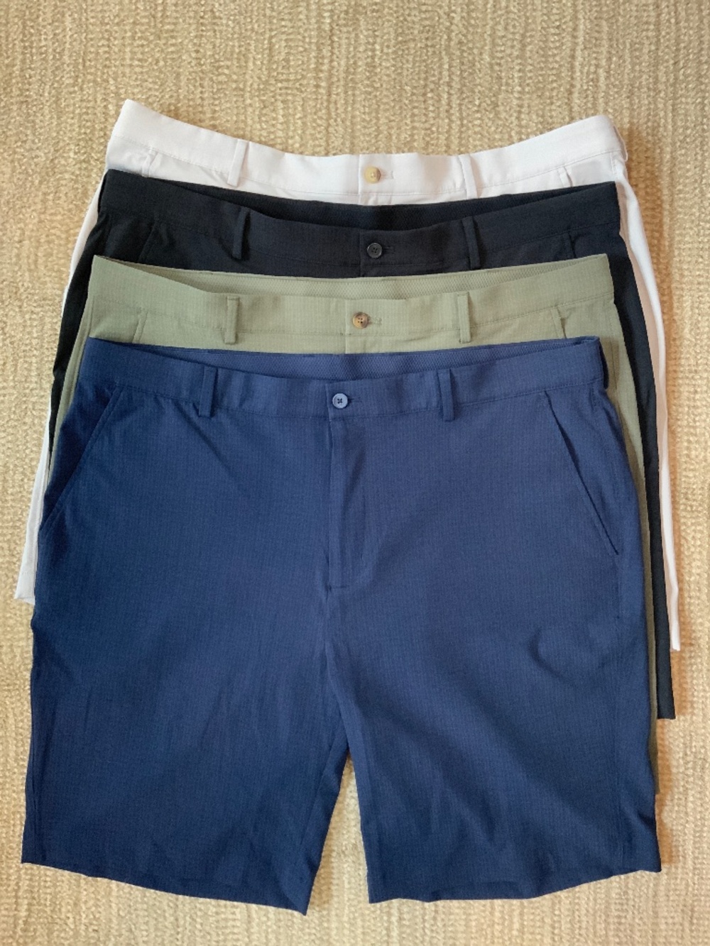 Men’s Green Norman golf dress shorts 40 waist 9” length, navy/black/olive/gray